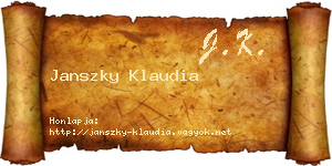 Janszky Klaudia névjegykártya